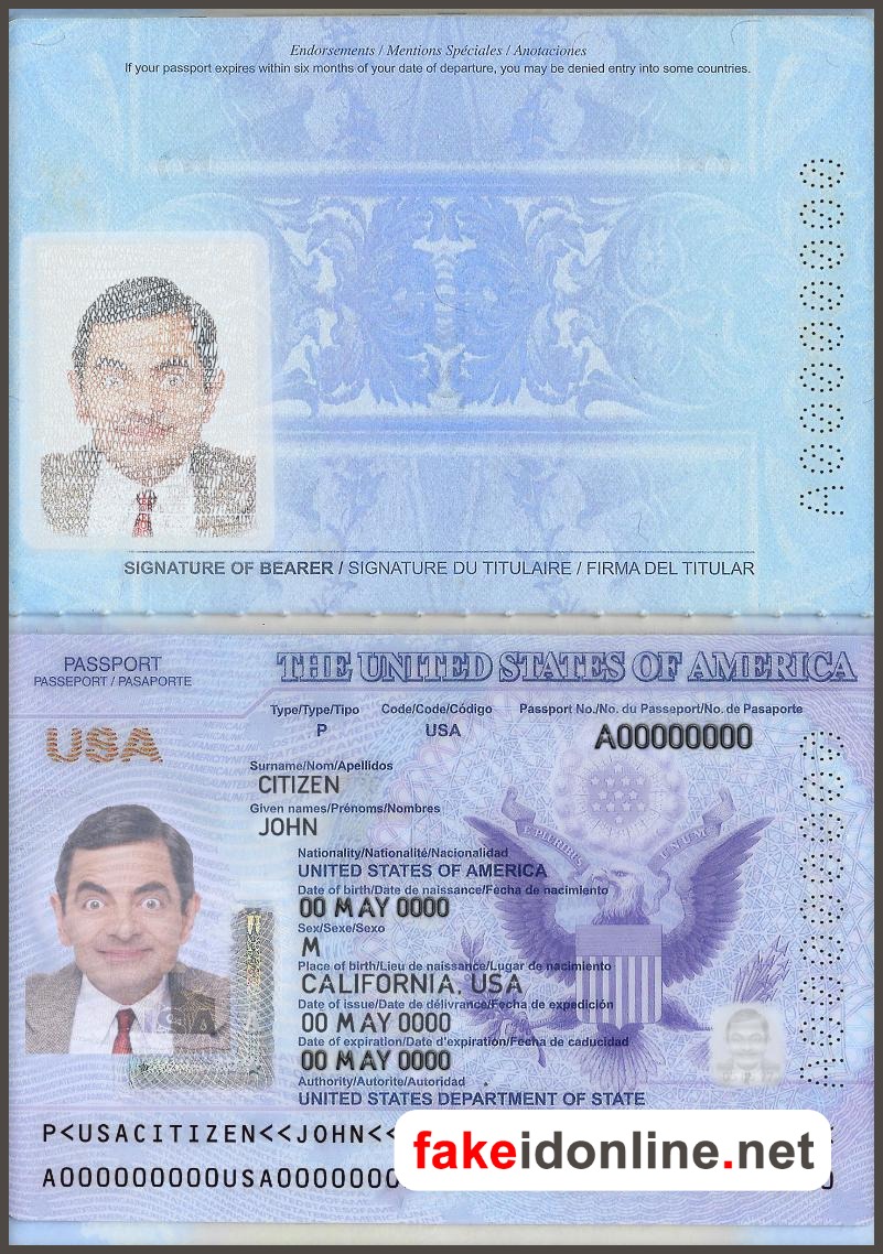 USA Passport Template PSD